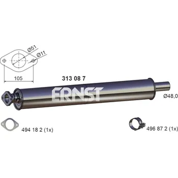 Tlumič výfuku Přední tlumič výfuku ERNST 313087