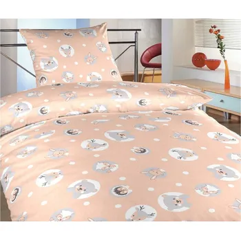 Povlečení Bavlněné povlečení pro děti Zvířátka meruňková 70x90, 140x200