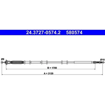 Lanko parkovací brzdy Tažné lanko, parkovací brzda ATE 24.3727-0574.2