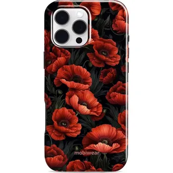 Pouzdro na mobilní telefon Odolný obal Mobiwear Elite Pro - Apple iPhone 16 Pro Max - EP45E Temné červené květy (Odolné pouzdro, obal kryt Mobiwear Elite Pro - maximální ochrana mobilu, zesílené hrany, přesné výřezy, pohodlné držení, odolná grafika, kvalitní materiály)