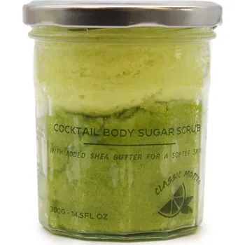 Tělový peeling Luxusní tělový peeling Mojito 300g – cukrový scrub s bambuckým máslem, ruční výroba UK, veganský