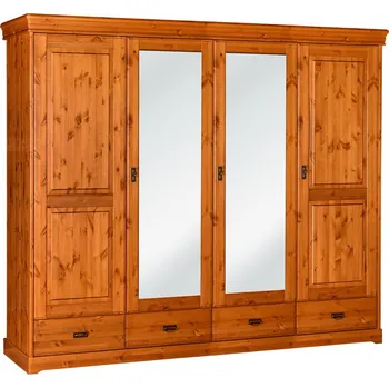 Šatní skříň Skříň KANIA 4-dvéřová se zrcadlem borovice