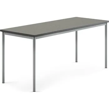Jídelní stůl Stůl SONITUS, 1800x700x760 mm, stříbrné nohy, deska s linoleem, tmavě šedá