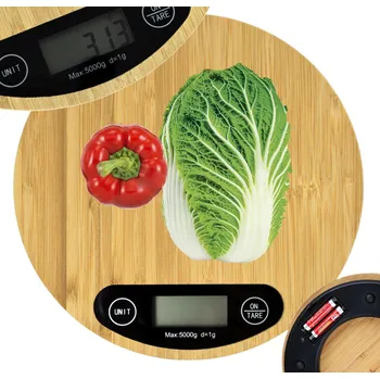 Interex design Kuchyňská váha s LCD displejem 5kg OVAL / Bambusové dřevo