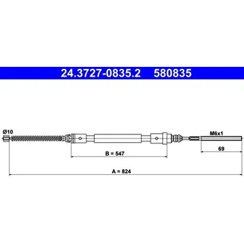 Lanko parkovací brzdy Tažné lanko, parkovací brzda ATE 24.3727-0835.2