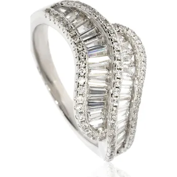 Prsten Zlatnictví Helios Stříbrný prsten zirkony- bagety Velikost: 54, Váha: 4,20g