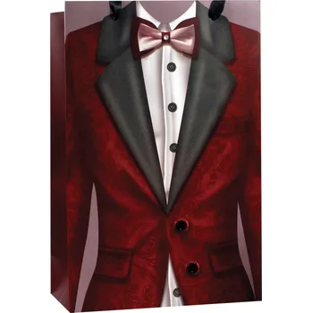 Dárková taška Designová dárková taška, 22,5 x 33,5 x 10cm, motiv červené sako s knoflíky