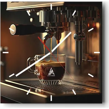 Hodiny Nástěnné hodiny do kuchyně 30x30 Káva Stylové hodiny na skle Loft Tiché