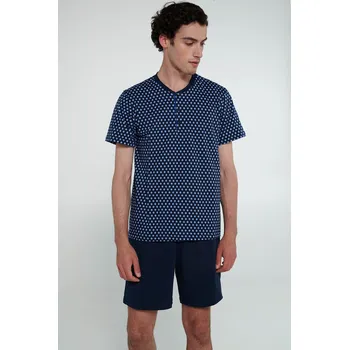 Pyžamo s knoflíkovou légou 20670 modré - Vamp L