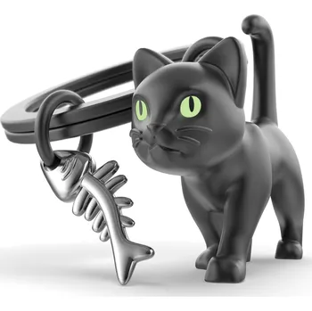 MTM - KLÍČENKA - Kočka černá s kostí