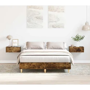 Postel vidaXL Rám postele bez matrace Kouřový dub 135x190 cm kompozitní dřevo