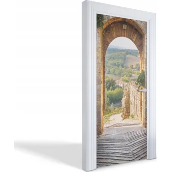 Fototapeta Samolepící dekorativní nálepka na dveře Kamenný oblouk s výhledem 95x205 cm