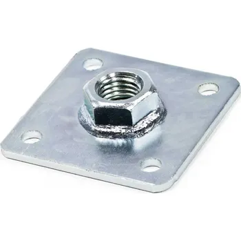 Tesařské kování Deska k patce pilíře 80x80x4 M20 s přivař.maticí