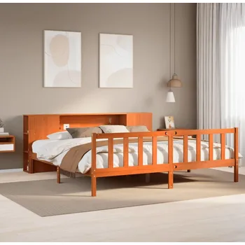 Postel vidaXL Postel s knihovnou bez matrace 180x200 cm masivní borovice [3321674] Barva: Voskově hnědá