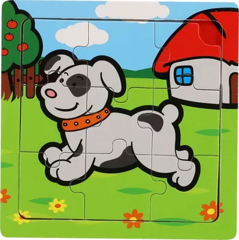 Puzzle TEDDIES Dřevěné puzzle Moje první zvířátka: Pes 9 dílků