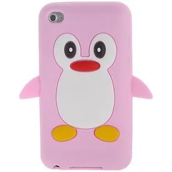 Pouzdro na mobilní telefon Silikon Obal na MP3 přehrávač Apple Ipod Touch 4. generace tučňák růžová barva (Silikonové pouzdro, kryt na Multimediální zařízení Apple Ipod Touch 4 generace vzor tučňák růžový odstín)