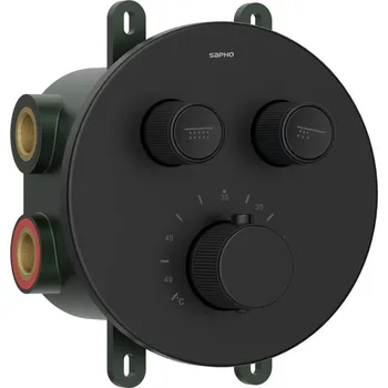 Vodovodní baterie Smart Select podomítková sprchová termostatická baterie, box, 2 výstupy, černá mat RP032B