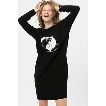 Dámské šaty Černá Dámská Fleecová Šaty s Dlouhým Rukávem, černá M