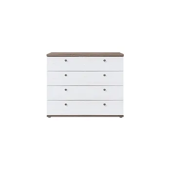 Komoda TIMIKA - Komoda kom 4S lamino Borovice bílá/ dub sonoma tmavý (Tina - 2 BALÍKY )(UG) (K150)