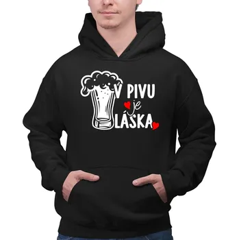 Žertovný předmět V pivu je láska - pánská mikina s potiskem