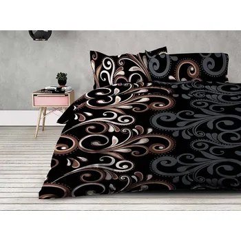 Povlečení XPOSE® Bavlněné Renforcé povlečení NADIA - černé 140x200 cm, 70x90 cm, Bavlna RENFORCÉ + Prodloužená možnost vrácení zboží do 50 dnů