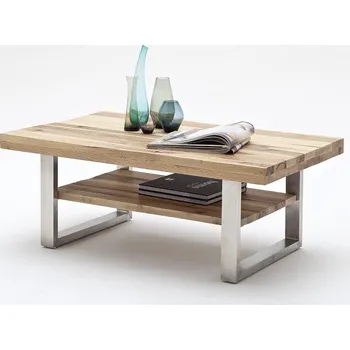 Konferenční stolek VÝPRODEJ: Konferenční stolek CASTELLO dub divoký přírodní/leštěná ocel