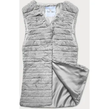 Dámská vesta Světle šedá kožešinová vesta s podšívkou (2114) odstíny šedé S (36)