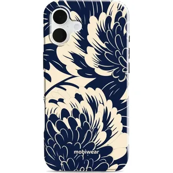 Pouzdro na mobilní telefon Odolný obal Mobiwear Elite Pro - Apple iPhone 16 Plus - EA40E Modré a béžové květy (Odolné pouzdro, obal kryt Mobiwear Elite Pro - maximální ochrana mobilu, zesílené hrany, přesné výřezy, pohodlné držení, odolná grafika, kvalitní materiály)