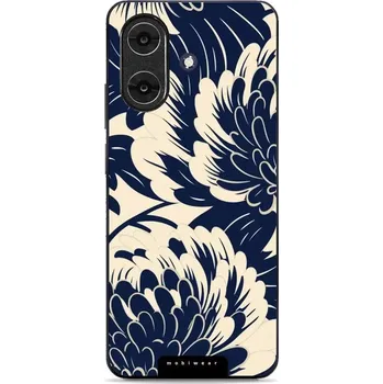 Lesklý kryt Mobiwear Glossy - Realme Note 60 - GA40G Modré a béžové květy (Prémiové lesklé pouzdro, obal, kryt Mobiwear Glossy na mobil Realme Note 60 - GA40G Modré a béžové květy, materiál Plast + TPU silikon - krytí po všech stranách, neošoupatelný)