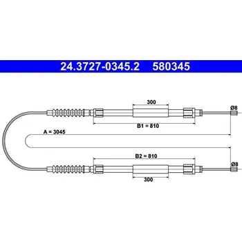 Lanko parkovací brzdy Tažné lanko, parkovací brzda ATE 24.3727-0345.2