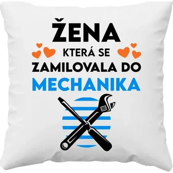 Žertovný předmět Žena, která se zamilovala do mechanika - polštář s potiskem