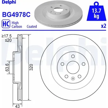 Brzdový kotouč Brzdový kotouč DELPHI BG4978C