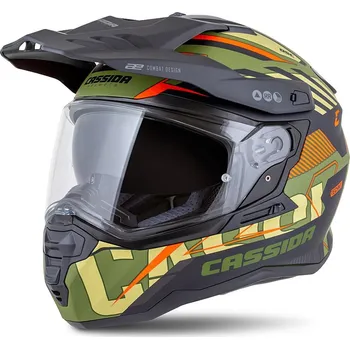 Helma na motorku Enduro helma Cassida Road Runner TechniX matná zeleno-černo-oranžovo-šedá