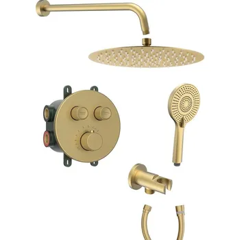 Sprchový set Smart Select podomítkový sprchový set s termostatickou baterií, 2 výstupy, vyústění, zlato mat RP032GB-01