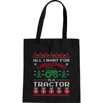 Žertovný předmět All I want for Christmas is a tractor - taška s potiskem
