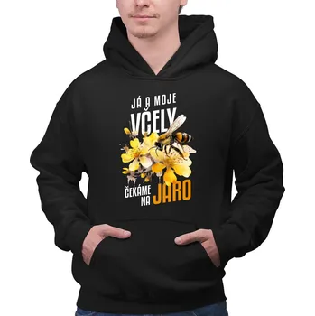 Žertovný předmět Já a moje včely čekáme na jaro - pánská mikina s potiskem
