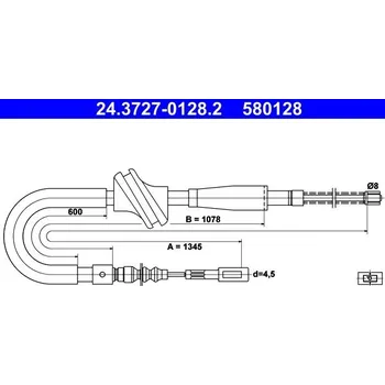 Lanko parkovací brzdy Tažné lanko, parkovací brzda ATE 24.3727-0128.2