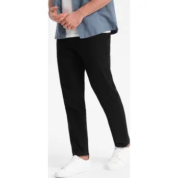 Pánské kalhoty Ombre Clothing Pánské černé chinos kalhoty slim fit V4 PACP-0186