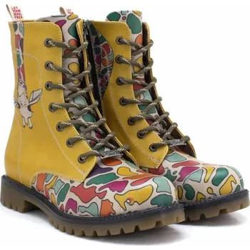 Dámská zimní obuv Dámské žluté kotníkové šněrovací boty Goby s motivem žirafy MAT145 40