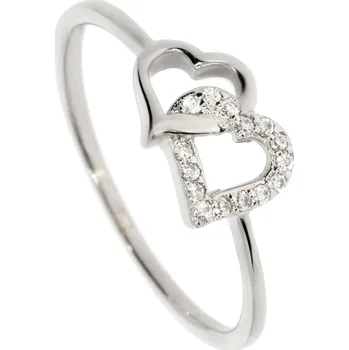 Prsten Zlatnictví Helios Stříbrný prsten dvě srdce Velikost: 62