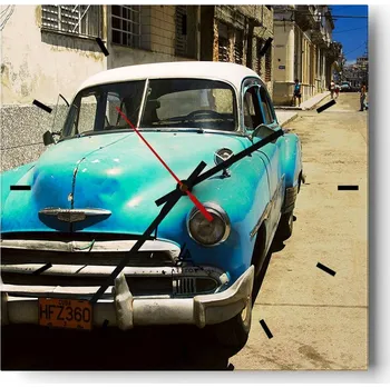 Hodiny Velké nástěnné hodiny na zeď 40x40 Motorismus Skleněné hodiny Tiché