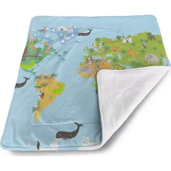 deka Sablio Dětská deka pro miminko Zvířecí mapa světa - 80x100 cm