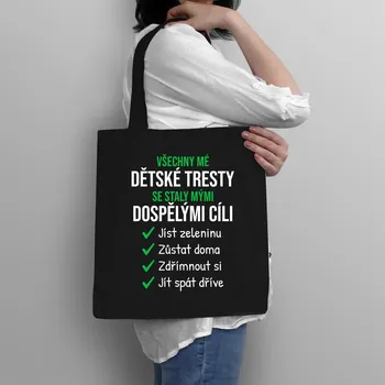 Žertovný předmět Všechny mé dětské tresty - taška s potiskem