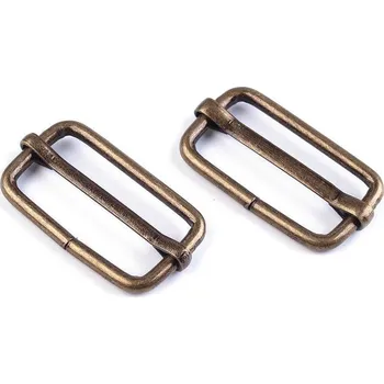 Posunovač na popruhy šíře 25 mm, malé, 3 staromosaz