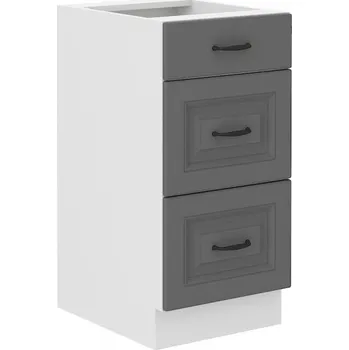 Stolarz-Lempert Kuchyňská skříňka Stilo DustGRWH - dolní 40 D 3S šuplíková, Dust Grey + bílá