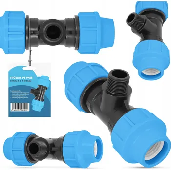 Vodovodní potrubí T-rozdělovač PN16 Šroubovací PE Spojka Trubky 40x1"VNĚJŠÍ ZÁVIT x40