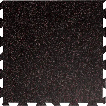 Rohožka Černo-červená gumová podlahová deska (puzzle - okraj) FLOMA FitFlo SF1050 - délka 100 cm, šířka 100 cm, výška 2 cm