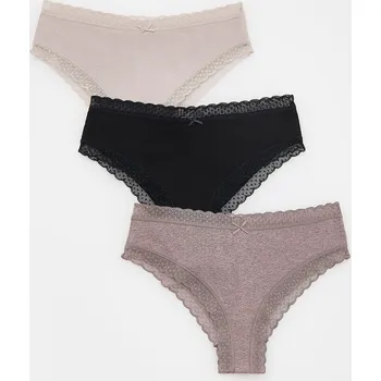 Kalhotky Reserved - Bavlněné kalhotky hipster 3 pack - kávová - 647CR-84X - 647CR-84X-L