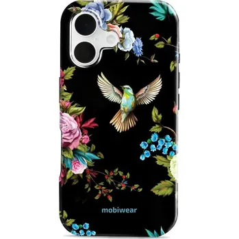 Pouzdro na mobilní telefon Odolný obal Mobiwear Elite Pro - Apple iPhone 16 - ED09E Ptáček a květy (Odolné pouzdro, obal kryt Mobiwear Elite Pro - maximální ochrana mobilu, zesílené hrany, přesné výřezy, pohodlné držení, odolná grafika, kvalitní materiály)