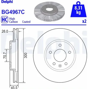 Brzdový kotouč Brzdový kotouč DELPHI BG4967C
